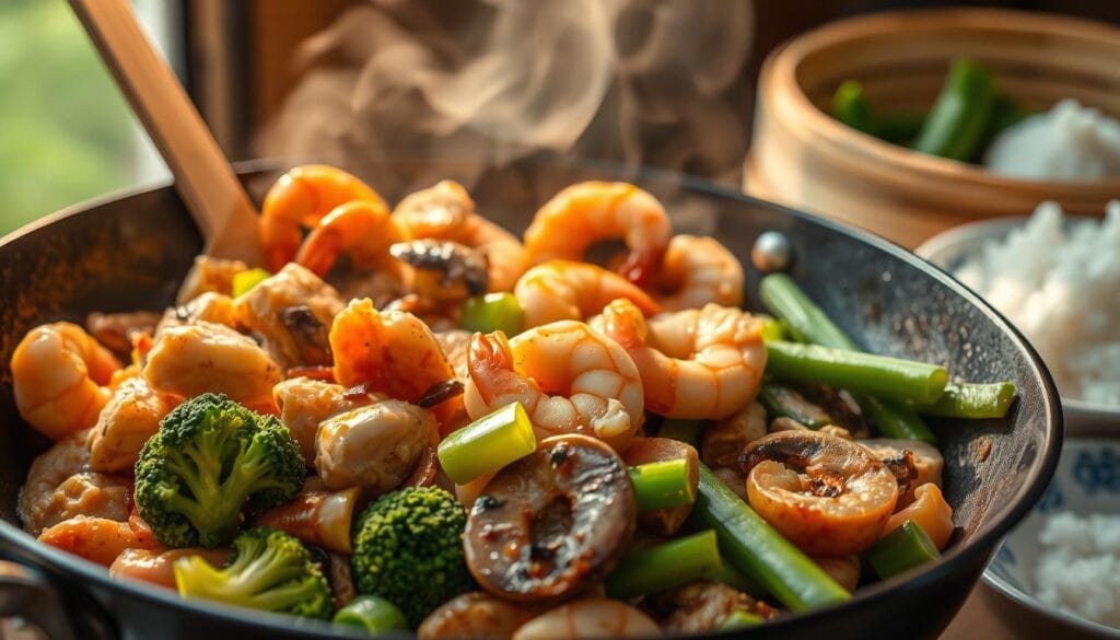 chicken and shrimp stir fry