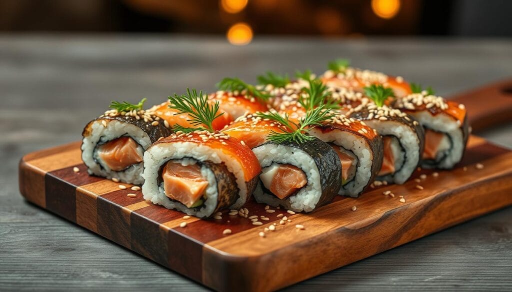 sushi salmon bake presentation